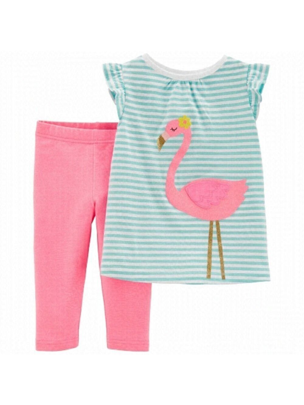 NEW Carter’s Baby Girl Flamingo Stripe 2 Piece Set